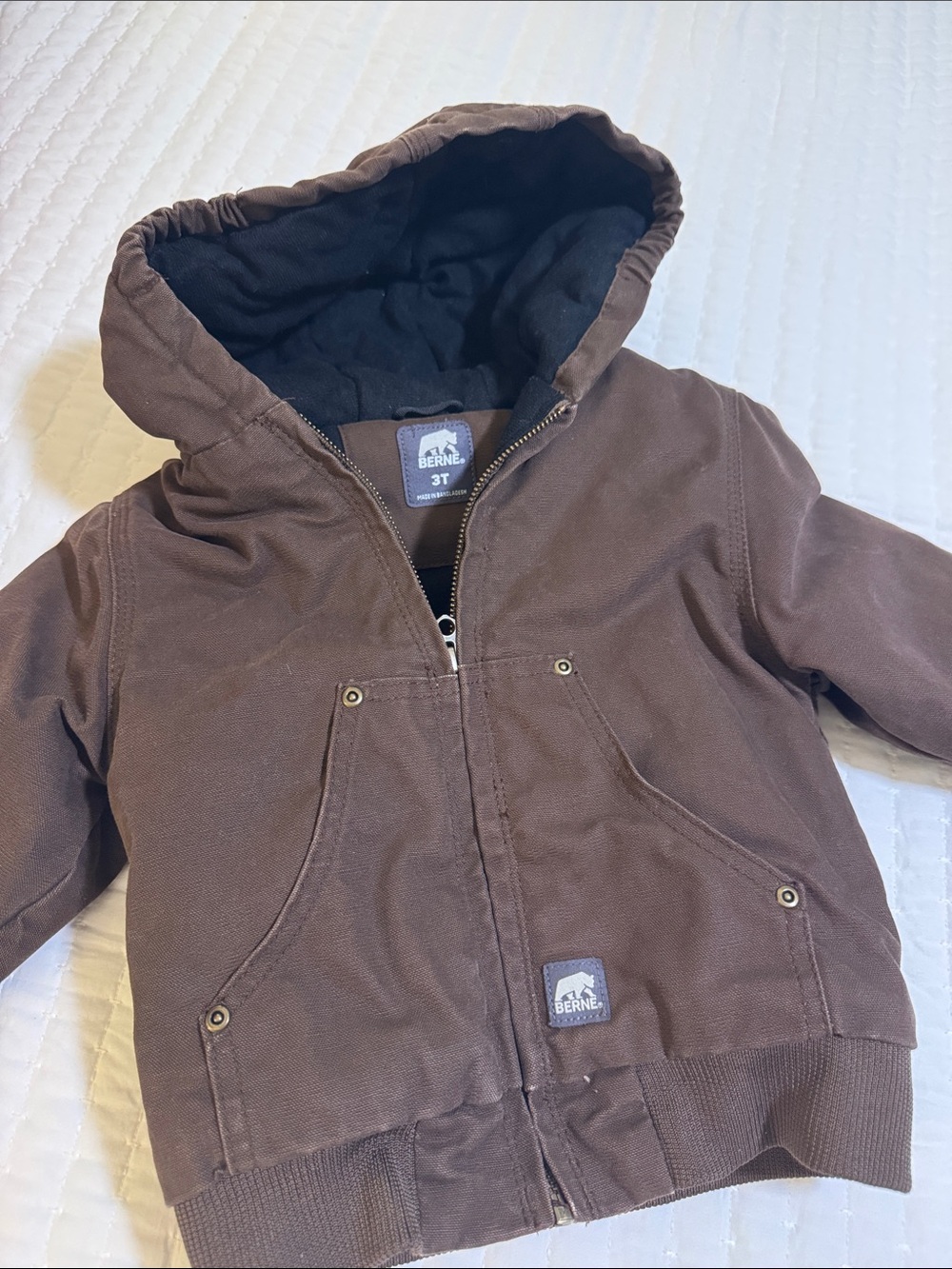 Berne Brown Hooded Kids Jacket